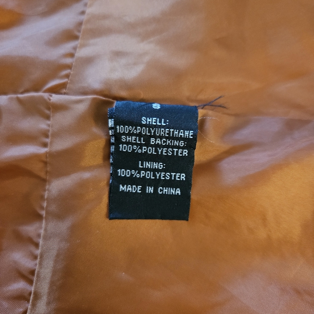 Baccini Women's Moto Biker Faux Leather Full Zip Jacket Burnt Orange Size Small - Picture 7 of 7
